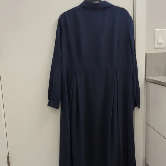 LilySilk Long Sleeve Navy Dress 100% Silk - Picture 7 of 8